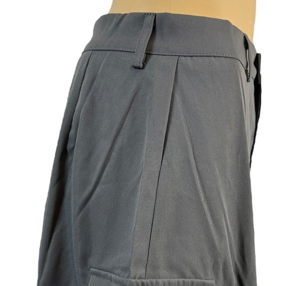 Women Cargo Midi Skirt Gray Medium M Slit Back Pocket Cargo Drawstring Slit - Picture 11 of 16